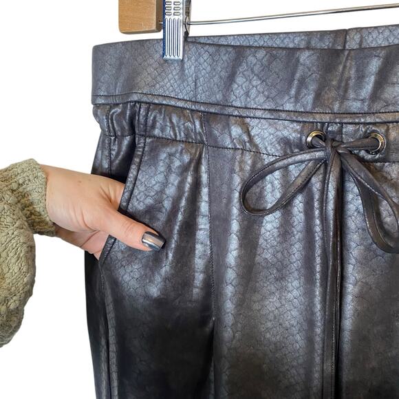 Raffaello Rossi Candice O Less Pant Black Faux Leather Jogger size 42 / US 12 - Picture 3 of 5